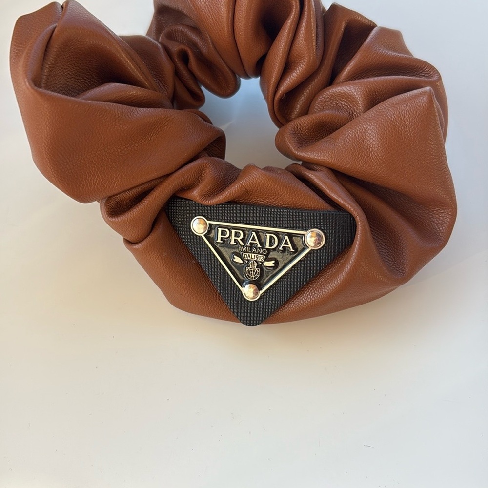 Authentic Prada Tan Leather Hair Accessory